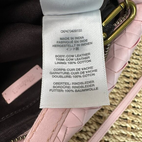 Madewell The Puff Woven Leather Crossbody Bag Subtle Blossom Pink - Picture 11 of 15